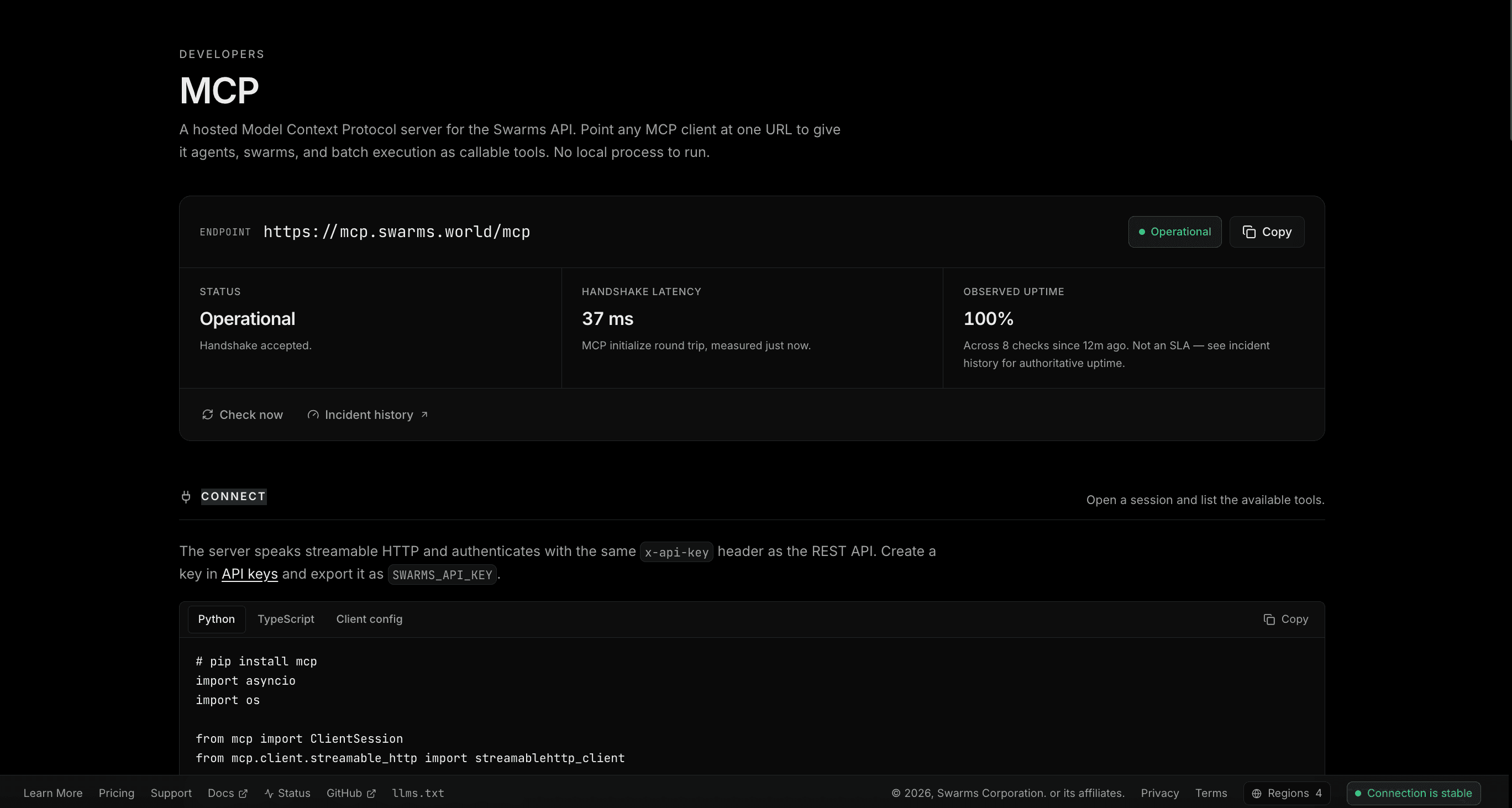 The Swarms MCP Server Is Live: One Endpoint, Twenty-Three Tools, No Local Install